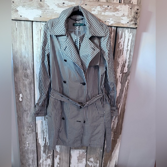 Lauren Ralph Lauren Black & White Gingham / Check  trench coat size 12 - Picture 7 of 12